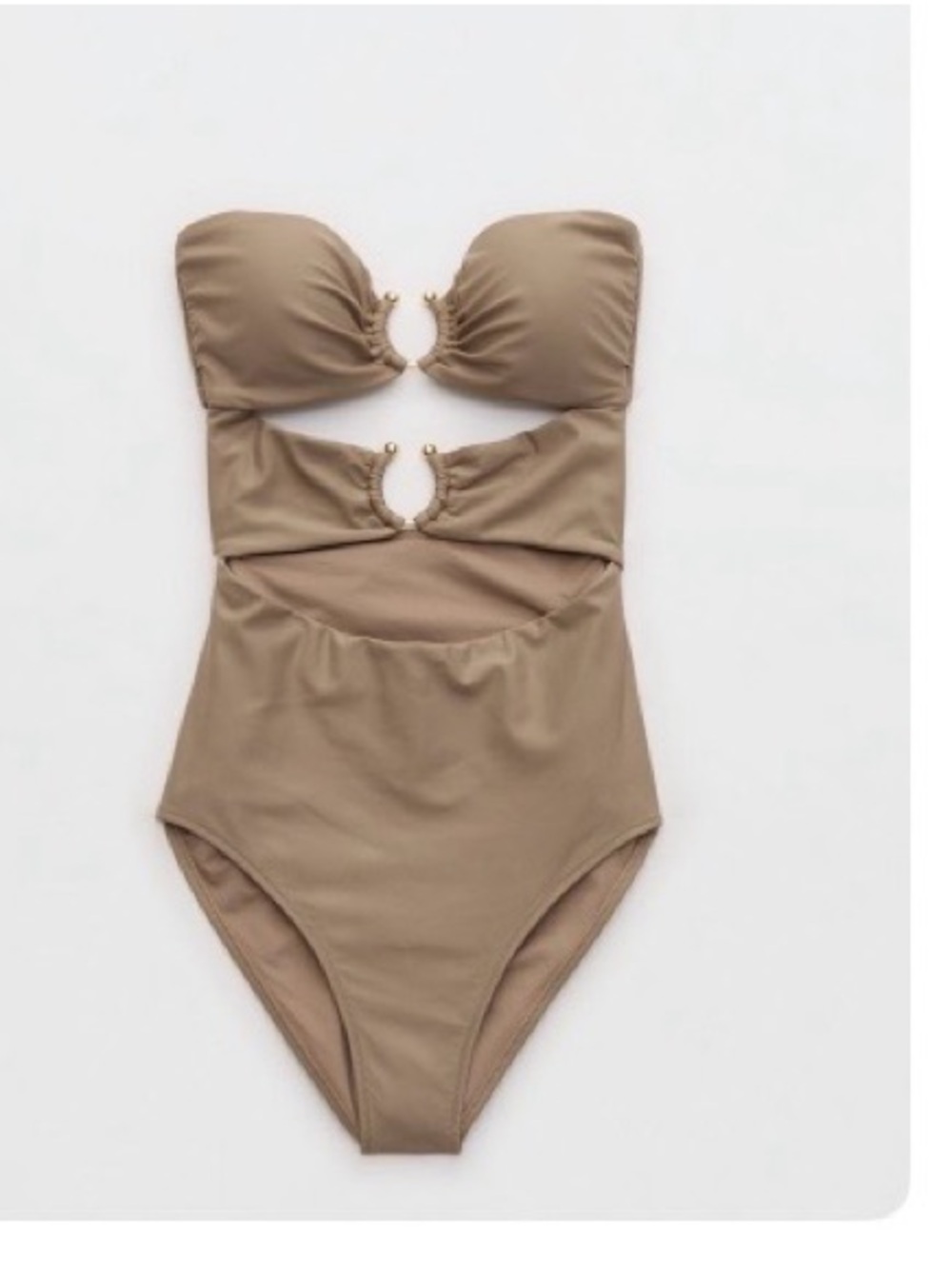 aerie Tan Cutout One-Piece Swimsuit